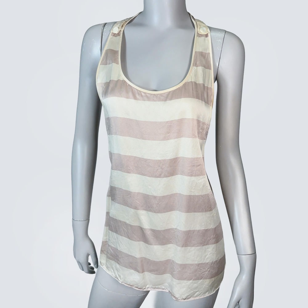 Silk Striped Y2K Racerback Tank Top Womens S 7 For All Mankind